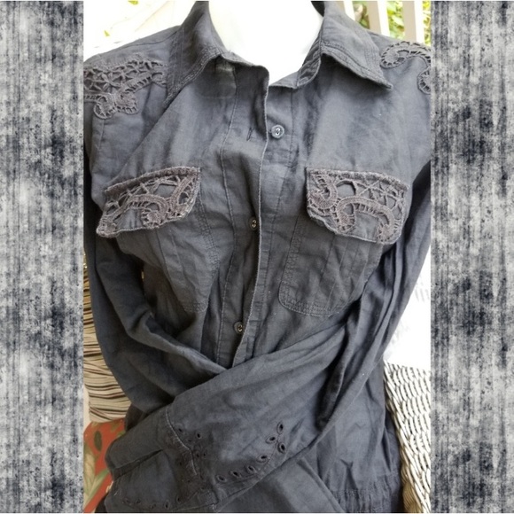 Da-Nang Vtg Surplus Eyelet Battenburg Tunic Top. Size S. - Picture 6 of 7